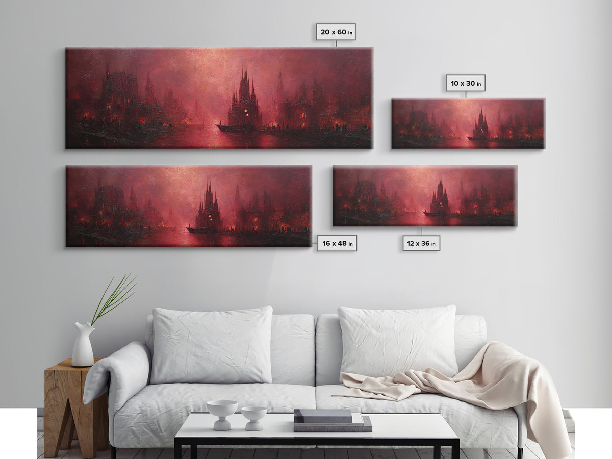 The Ballroom Of Silent Shoggoths, Dark Fantasy Wall Art, Extra Wide Wall Art, Framed Canvas Print, Halloween Home Decor, Gothic Wall Art