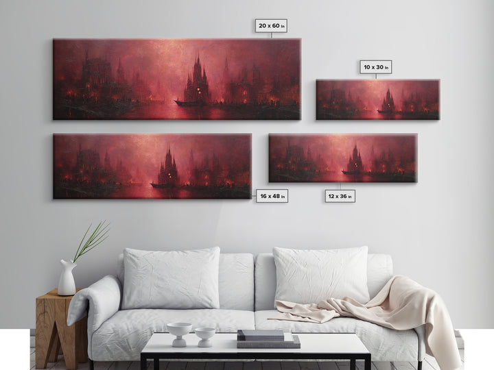 The Ballroom Of Silent Shoggoths, Dark Fantasy Wall Art, Extra Wide Wall Art, Framed Canvas Print, Halloween Home Decor, Gothic Wall Art