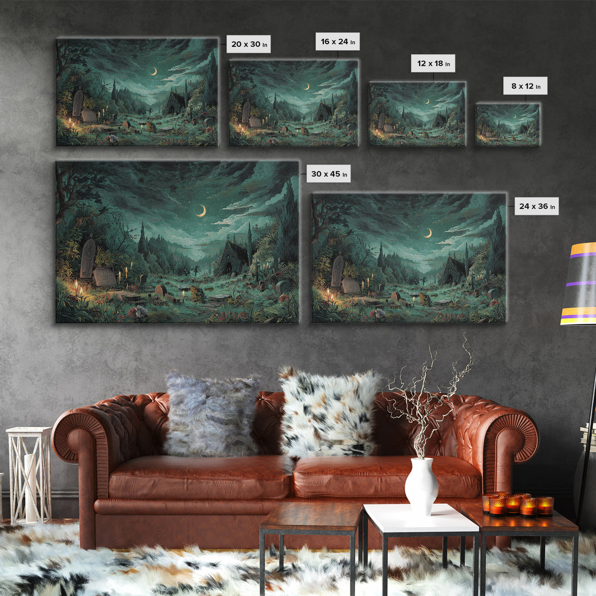 The Grave Gardener Of Yuggoth, Lovecraftian Wall Art, Landscape Wall Art, Framed Canvas Print, Halloween Home Decor, Gothic Wall Art