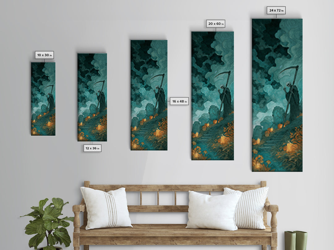 The Grave Gardener Of Yuggoth, Dark Fantasy Wall Art, Tall Narrow Wall Art, Canvas Print, Halloween Home Decor, Gothic Wall Art