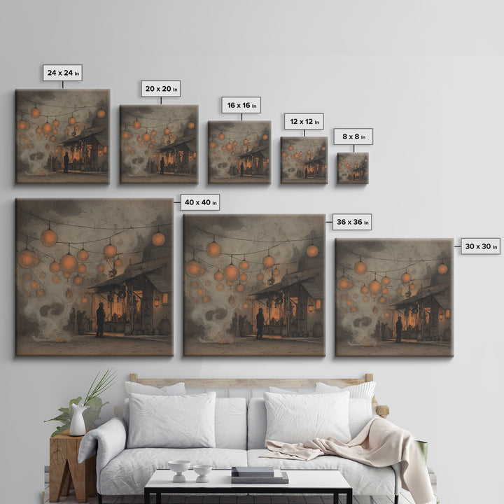 The Lantern Market Beyond The Veil, Occult Wall Decor, Square Wall Art, Canvas Print, Halloween Home Decor, Gothic Wall Art