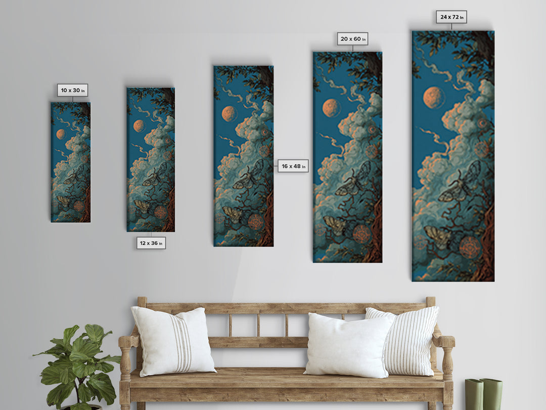 The Moth Prophet Of Kadath, Halloween Wall Art, Tall Narrow Wall Art, Canvas Print, Halloween Home Decor, Gothic Wall Art, Spooky Wall Decor