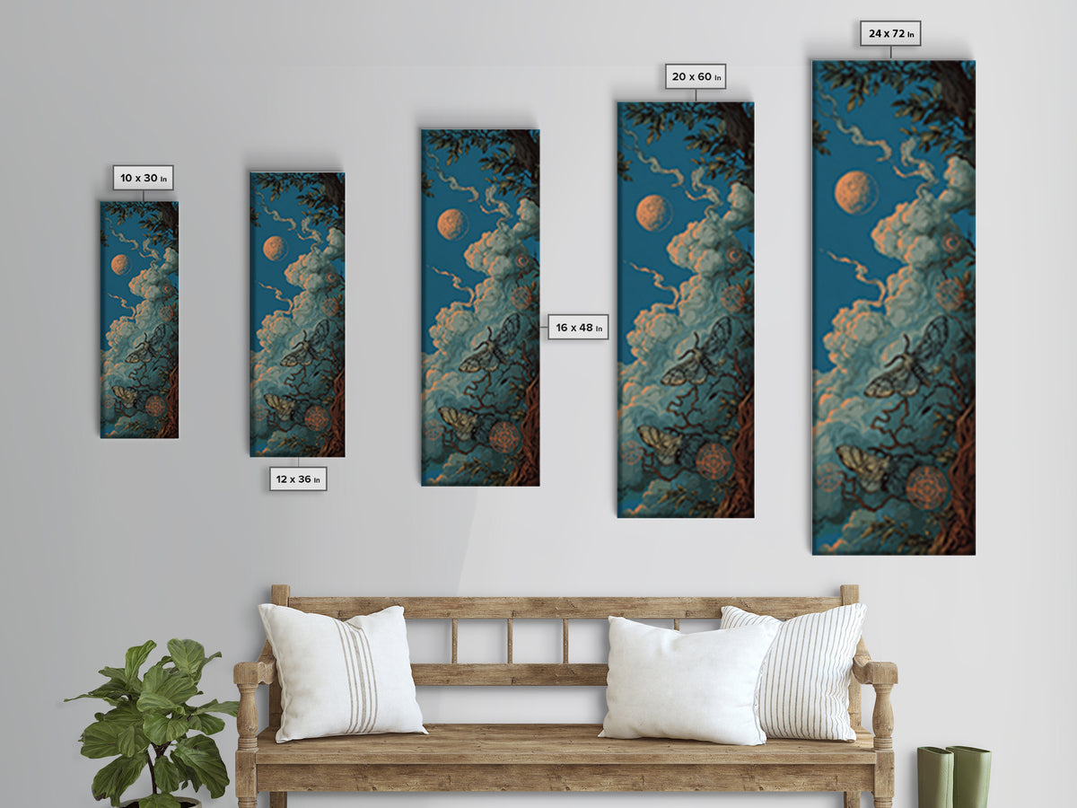 The Moth Prophet Of Kadath, Halloween Wall Art, Tall Narrow Wall Art, Canvas Print, Halloween Home Decor, Gothic Wall Art, Spooky Wall Decor