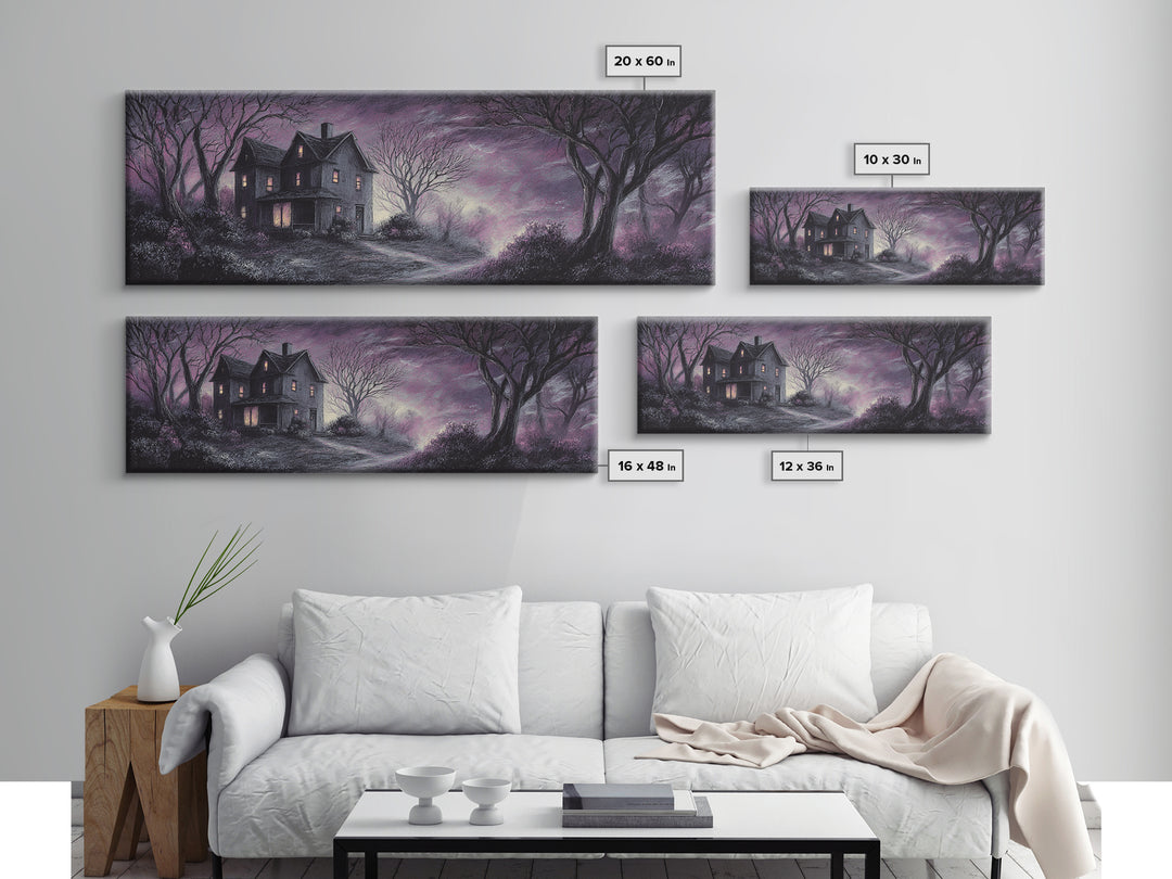 The Thirteenth Door Of Arkham House, Spooky Wall Decor, Extra Wide Wall Art, Canvas Print, Halloween Home Decor, Gothic Wall Art