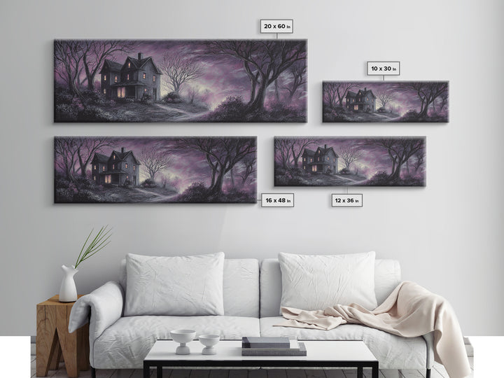 The Thirteenth Door Of Arkham House, Spooky Wall Decor, Extra Wide Wall Art, Canvas Print, Halloween Home Decor, Gothic Wall Art