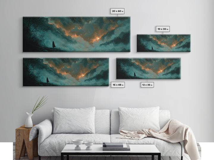 The Nun Of The Endless Constellation, Cosmic Horror Decor, Extra Wide Wall Art, Framed Canvas Print, Halloween Home Decor, Gothic Wall Art