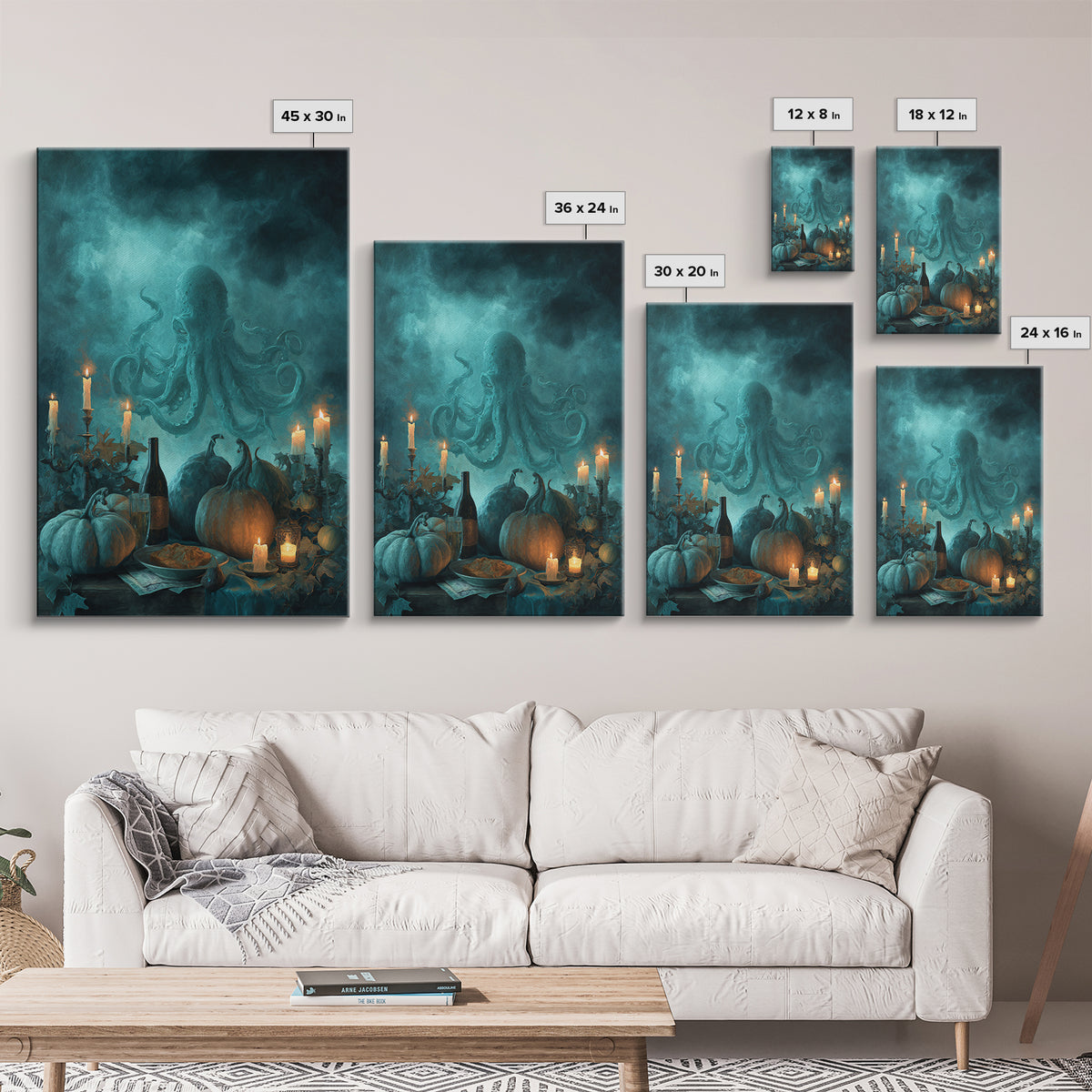The Salt King Of The Black Shore, Lovecraftian Wall Art, Vertical Wall Art, Framed Canvas Print, Halloween Home Decor, Gothic Wall Art