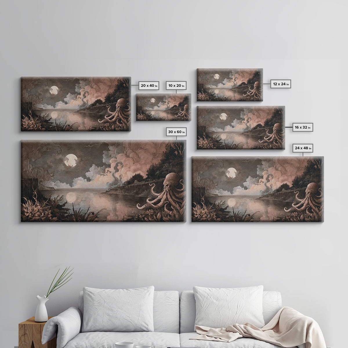 The Salt King Of The Black Shore, Halloween Wall Art, Wide Panoramic Art, Framed Canvas Print, Halloween Home Decor, Gothic Wall Art