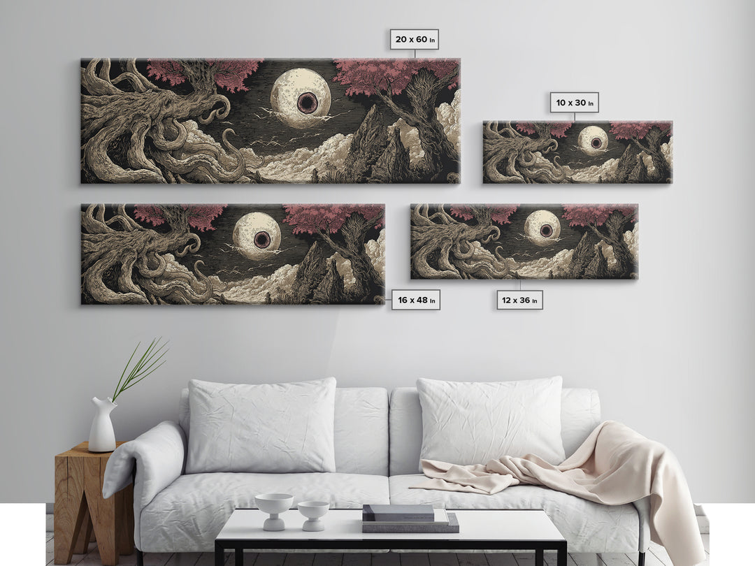 The Salt King Of The Black Shore, Cosmic Horror Decor, Extra Wide Wall Art, Canvas Print, Halloween Home Decor, Gothic Wall Art