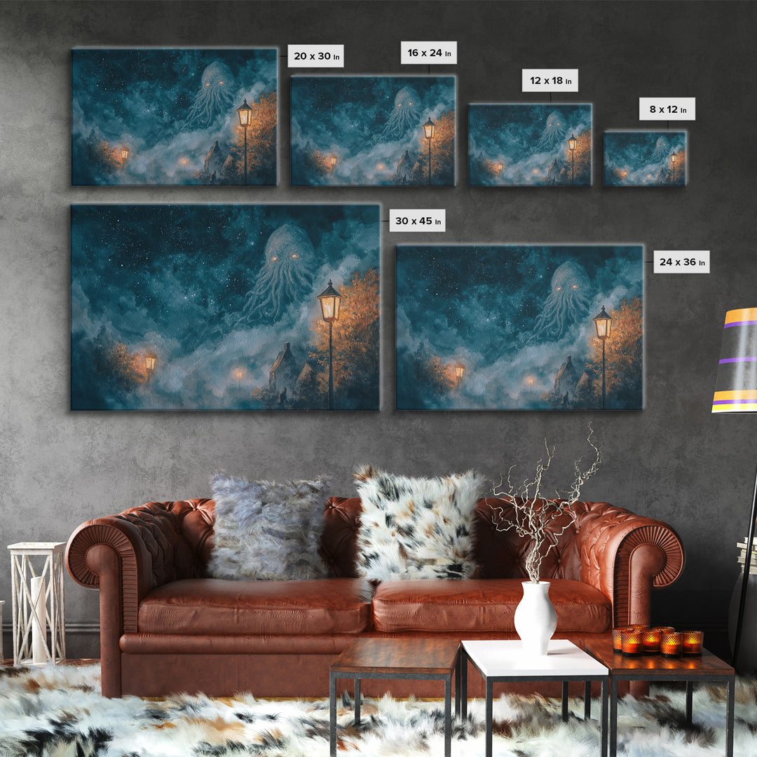 The Dreamwell Beneath Miskatonic, Dark Fantasy Wall Art, Landscape Wall Art, Canvas Print, Halloween Home Decor, Gothic Wall Art
