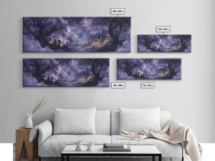 The Dreamwell Beneath Miskatonic, Cosmic Horror Decor, Extra Wide Wall Art, Framed Canvas Print, Halloween Home Decor, Gothic Wall Art
