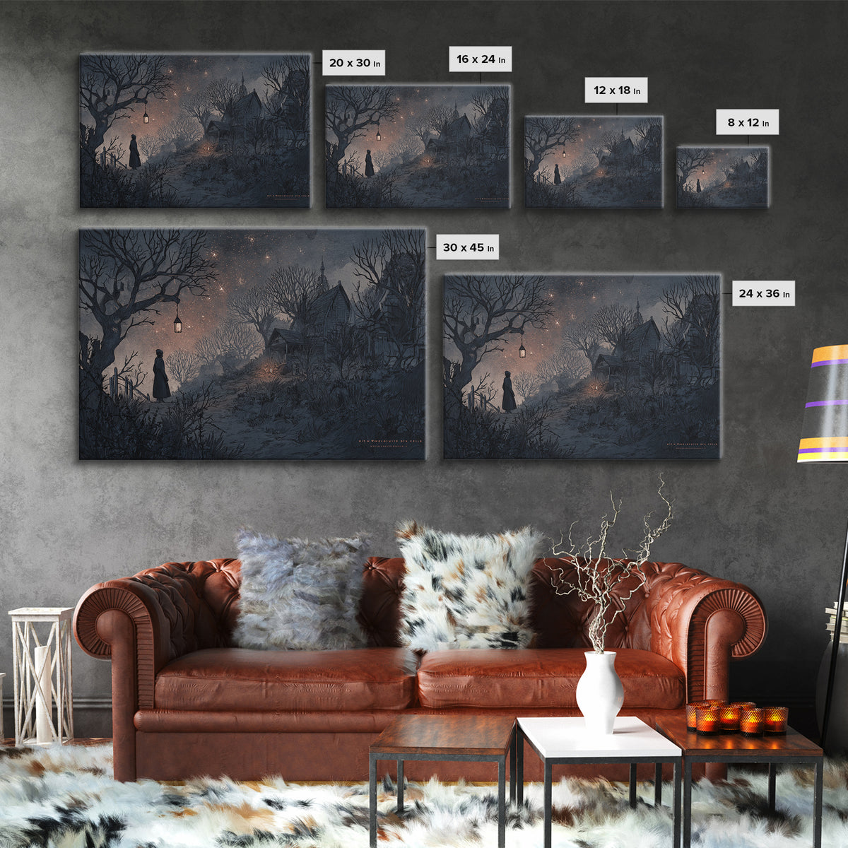 The Children Of The Star Orchard, Macabre Halloween Art, Landscape Wall Art, Framed Canvas Print, Halloween Home Decor, Gothic Wall Art