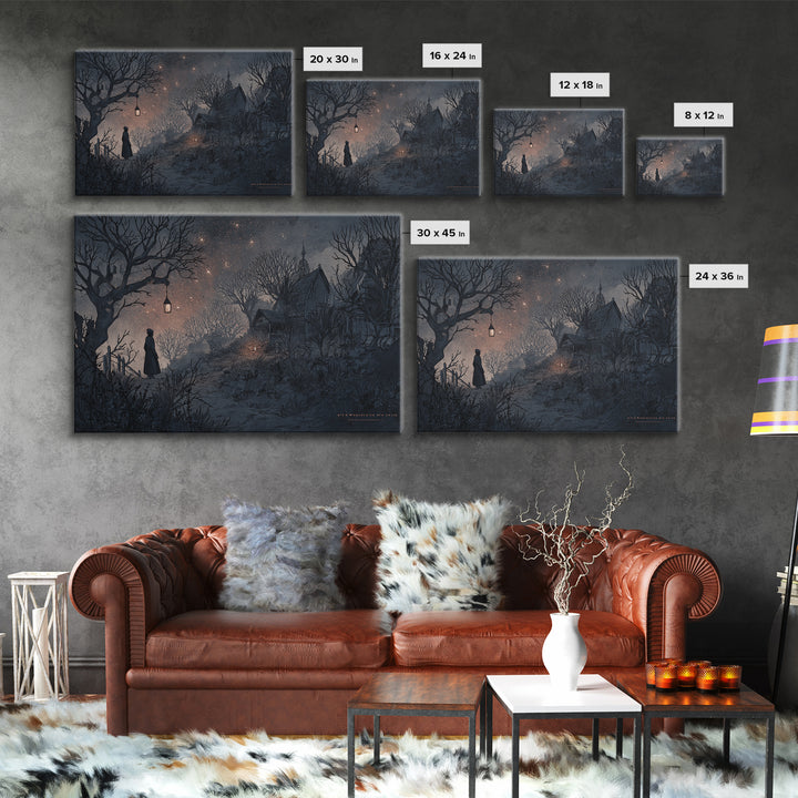 The Children Of The Star Orchard, Macabre Halloween Art, Landscape Wall Art, Framed Canvas Print, Halloween Home Decor, Gothic Wall Art