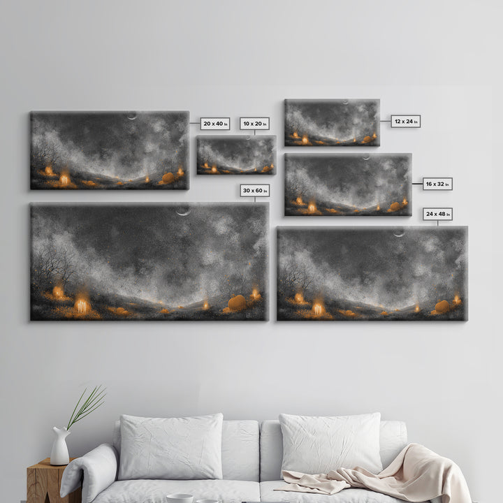 The Frost Beyond Carcosa, Halloween Wall Art, Wide Panoramic Art, Framed Canvas Print, Halloween Home Decor, Gothic Wall Art