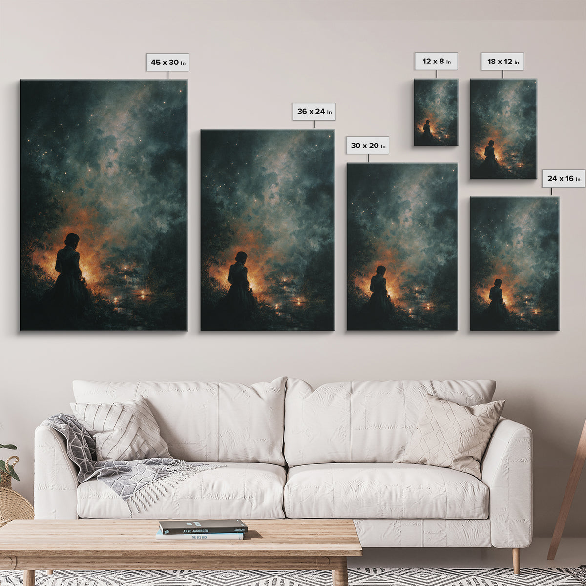The Seamstress Of Living Nebulae, Occult Wall Decor, Vertical Wall Art, Framed Canvas Print, Halloween Home Decor, Gothic Wall Art