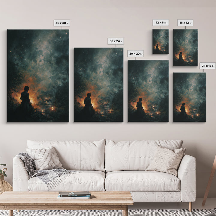 The Seamstress Of Living Nebulae, Occult Wall Decor, Vertical Wall Art, Framed Canvas Print, Halloween Home Decor, Gothic Wall Art