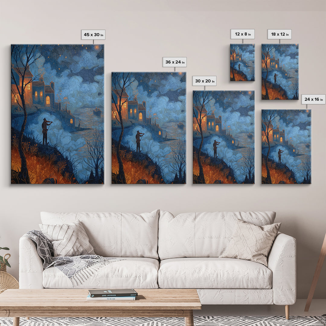 The Violinist Of The Drowned Moon, Lovecraftian Wall Art, Vertical Wall Art, Canvas Print, Halloween Home Decor, Gothic Wall Art