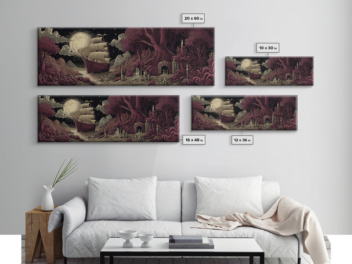 The Candelit Ark Of Forgotten Stars, Cosmic Horror Decor, Extra Wide Wall Art, Canvas Print, Halloween Home Decor, Gothic Wall Art