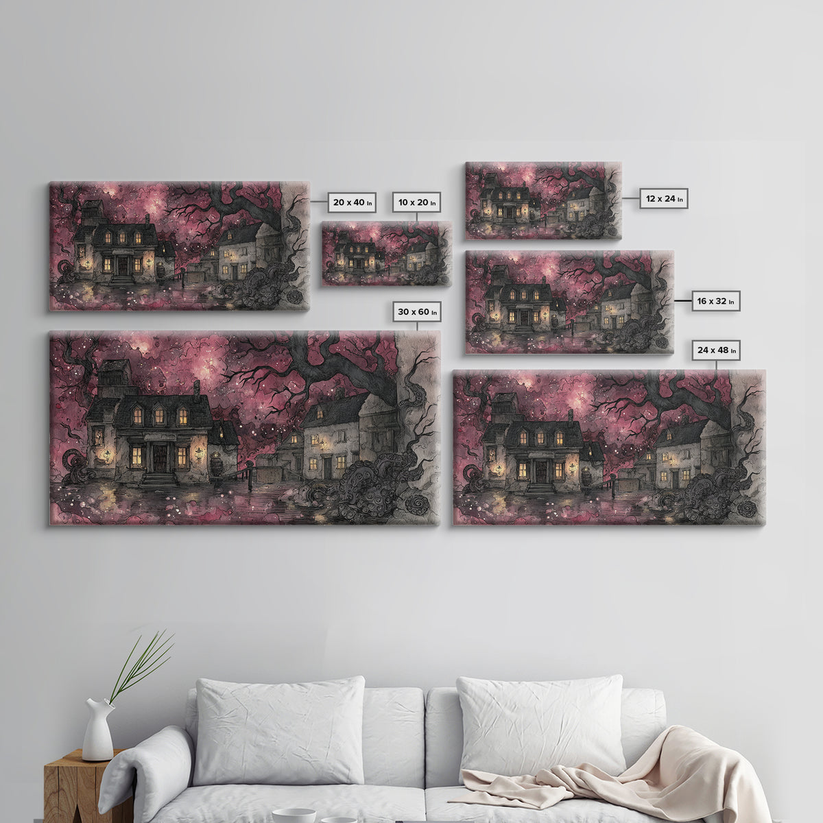 The Archivist Of Dreaming Bones, Eldritch Wall Art, Wide Panoramic Art, Canvas Print, Halloween Home Decor, Gothic Wall Art
