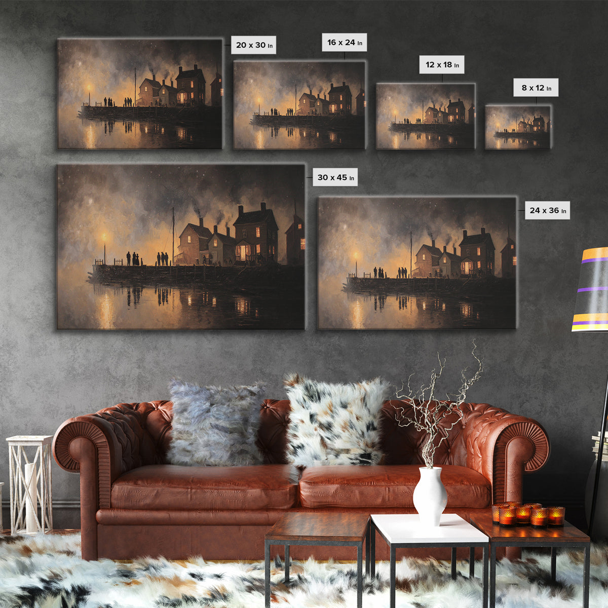 The Tea Party At Innsmouth Pier, Lovecraftian Wall Art, Landscape Wall Art, Canvas Print, Halloween Home Decor, Gothic Wall Art