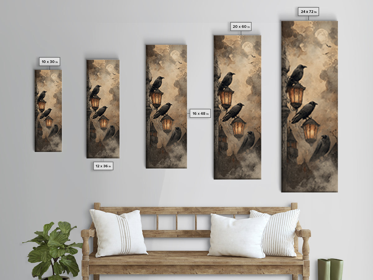 The Raven Sermon Of Leng, Occult Wall Decor, Tall Narrow Wall Art, Canvas Print, Halloween Home Decor, Gothic Wall Art, Halloween Decor