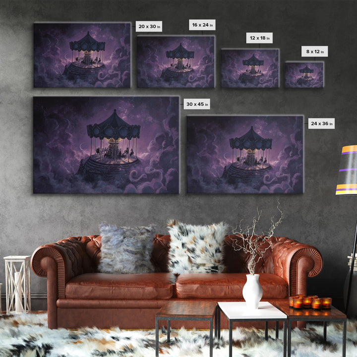 The Carousel Of Sleeping Planets, Occult Wall Decor, Landscape Wall Art, Canvas Print, Halloween Home Decor, Gothic Wall Art