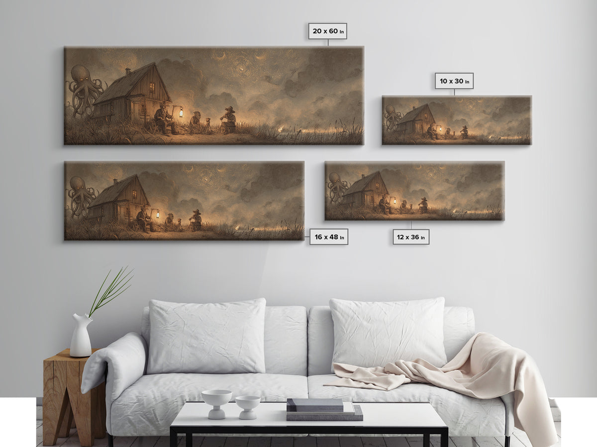 The Festival Of The Little Old Ones, Occult Wall Decor, Extra Wide Wall Art, Canvas Print, Halloween Home Decor, Gothic Wall Art