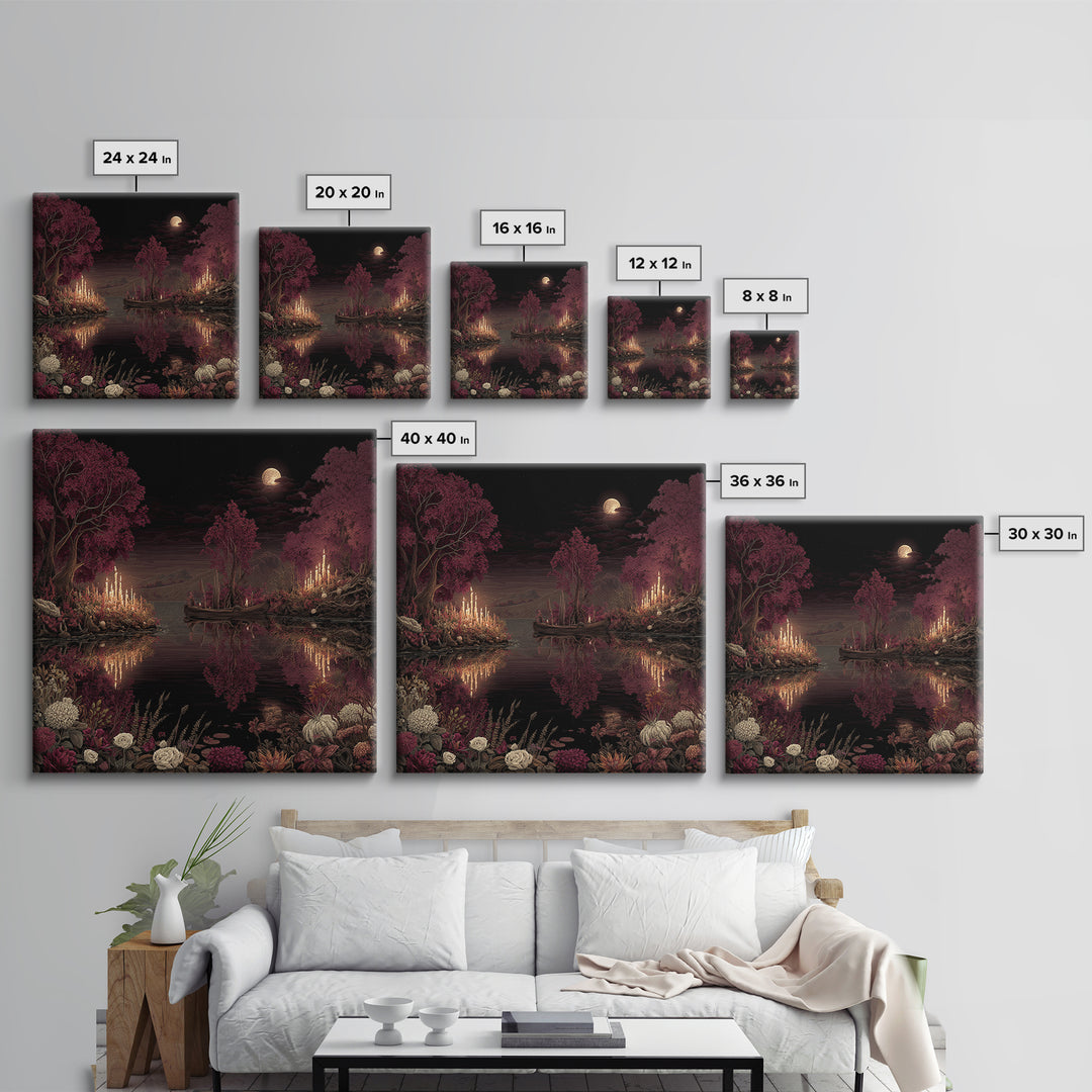 The Mirror Lake Of Lost Constellations, Halloween Wall Art, Square Wall Art, Framed Canvas Print, Halloween Home Decor, Gothic Wall Art