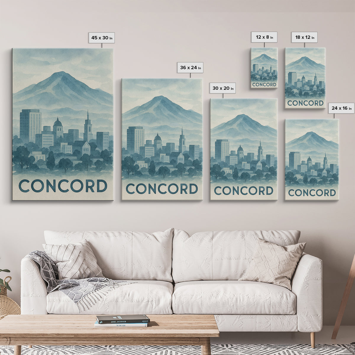 Concord Travel Poster, Canvas Print, Painted Travel Poster Art, Concord City Art, Travel Wall Decor, Fine Art Print, City Art Print