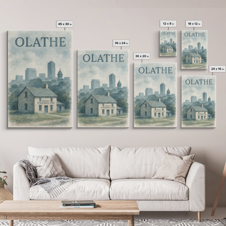 Olathe Travel Poster, Canvas Print, Painted Travel Poster Art, Olathe Travel Art, City Illustration, Travel Art Print, Home Office Decor