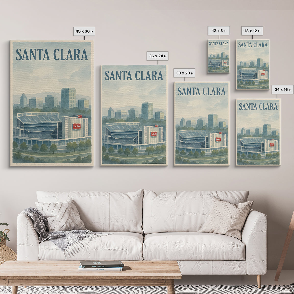 Santa Clara Travel Poster, Framed Canvas Print, Illustrated Watercolor Poster, Santa Clara Travel Art, Travel Poster Art, Travel Wall Decor