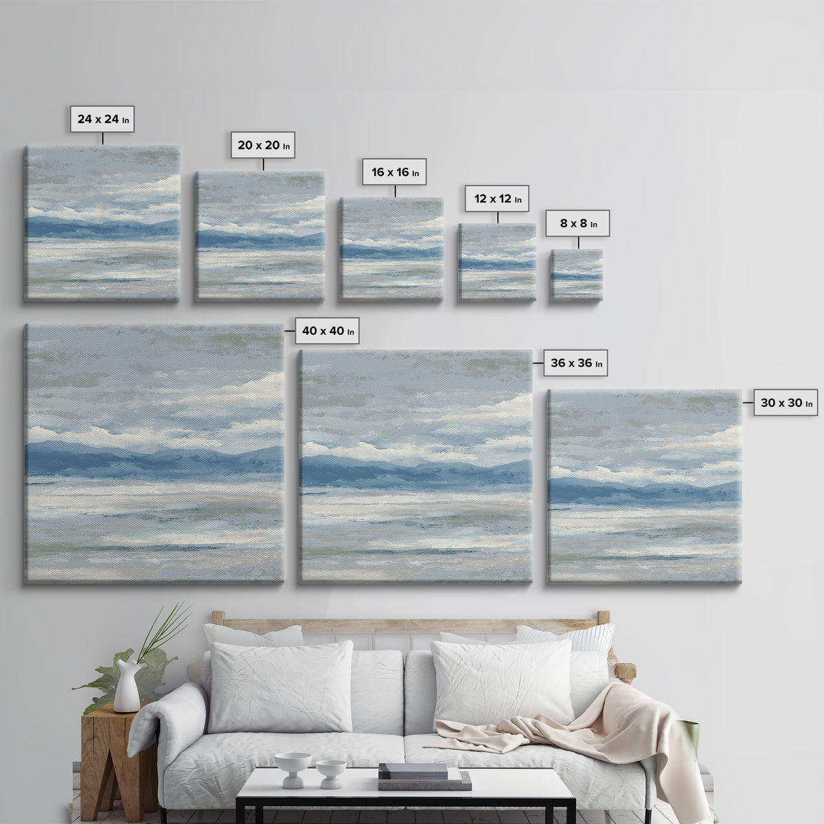 Simple Mountain Layers Canvas Print, Waiting Room Art, Digital Art Print, Waiting Room Decor, Watercolor Art, Calm, WRA-1x1-14