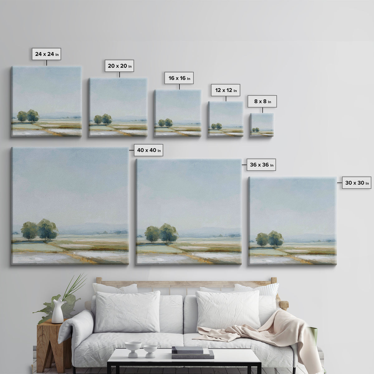 Open Field with Distant Tree Canvas Print, Waiting Room Art, Printable Art, Waiting Room Decor, Calm, Digital Art Print, WRA-1x1-23
