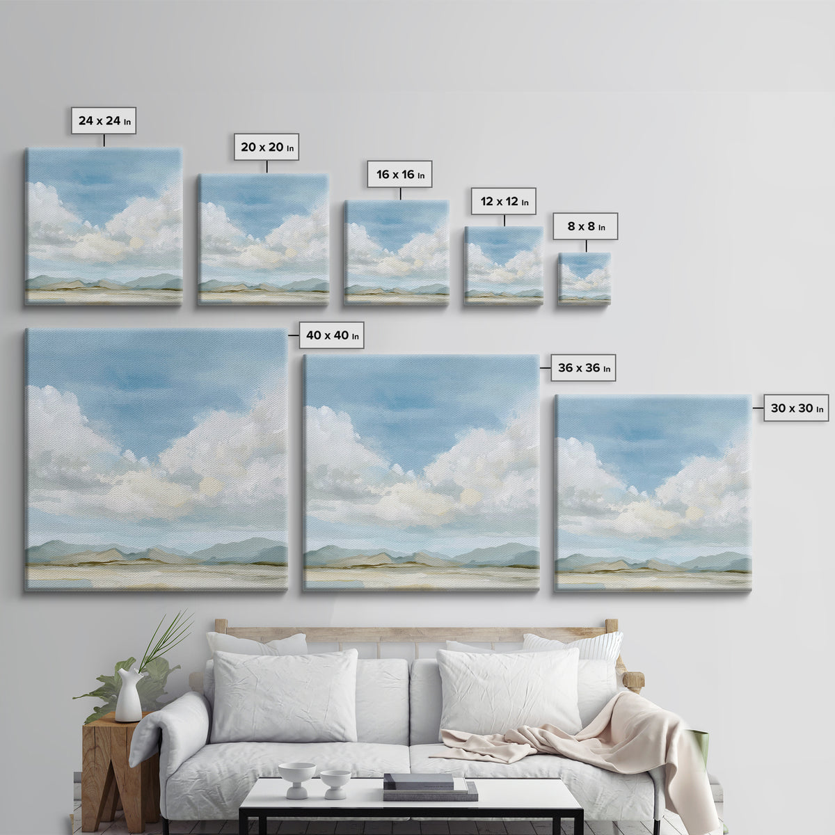 Calming Landscape with Open Sky and Gentle Canvas Print, Waiting Room Art, Modern Decor, Waiting Room Decor, Fine Art, Calm, WRA-1x1-25