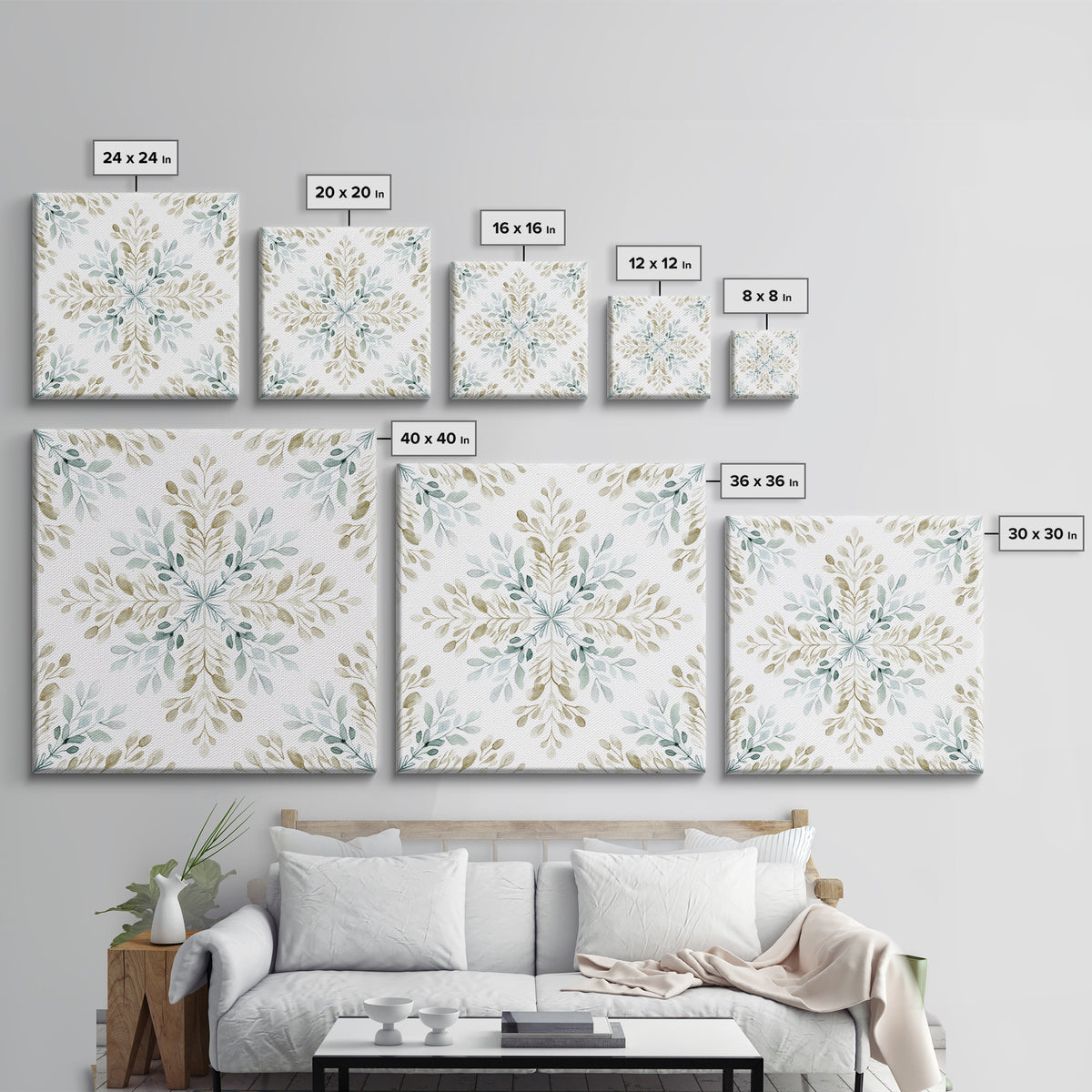 Neutral Botanical Branch Framed Canvas Print, Waiting Room Art, Minimalist Wall Art, Waiting Room Decor, Oil Painting, Calm, WRA-1x1-27