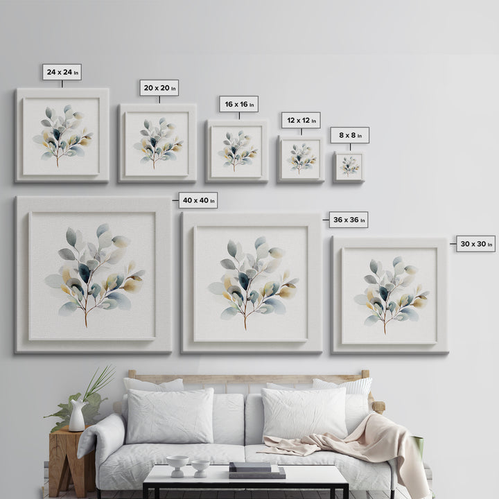 Neutral Botanical Branch Canvas Print, Waiting Room Art, Office Wall Art, Waiting Room Decor, Fine Art, Calm, Dental Wall Art, WRA-1x1-3