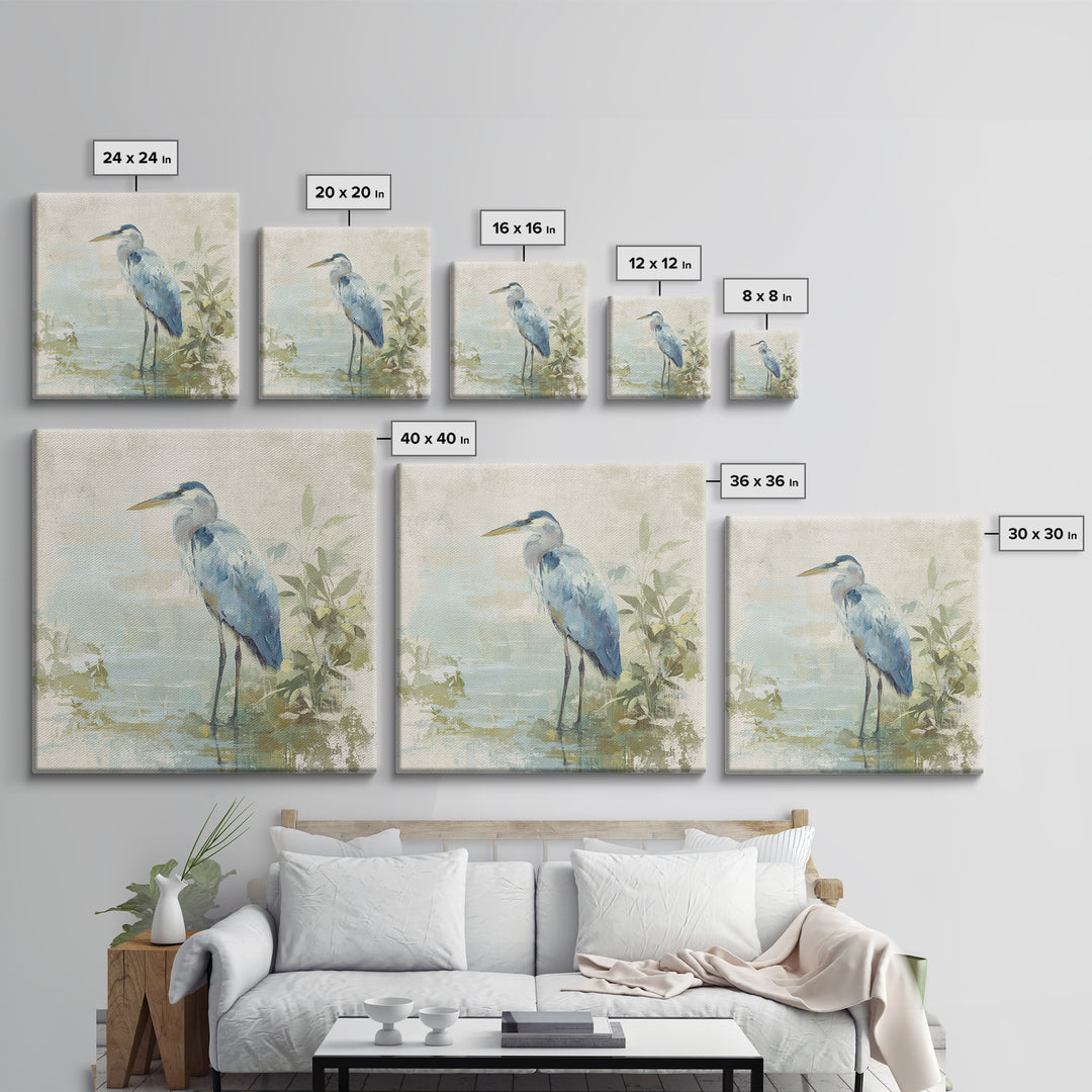 Blue Heron in Quiet Marsh Canvas Print, Waiting Room Art, Printable Art, Waiting Room Decor, Watercolor Art, Calm, WRA-1x1-36