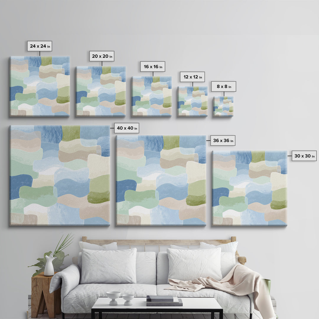 Pastel Rainbow Shapes for Pediatric Spaces Framed Canvas Print, Waiting Room Art, Dental Wall Art, Waiting Room Decor, Calm, WRA-1x1-42
