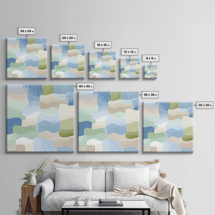 Pastel Rainbow Shapes for Pediatric Spaces Framed Canvas Print, Waiting Room Art, Dental Wall Art, Waiting Room Decor, Calm, WRA-1x1-42
