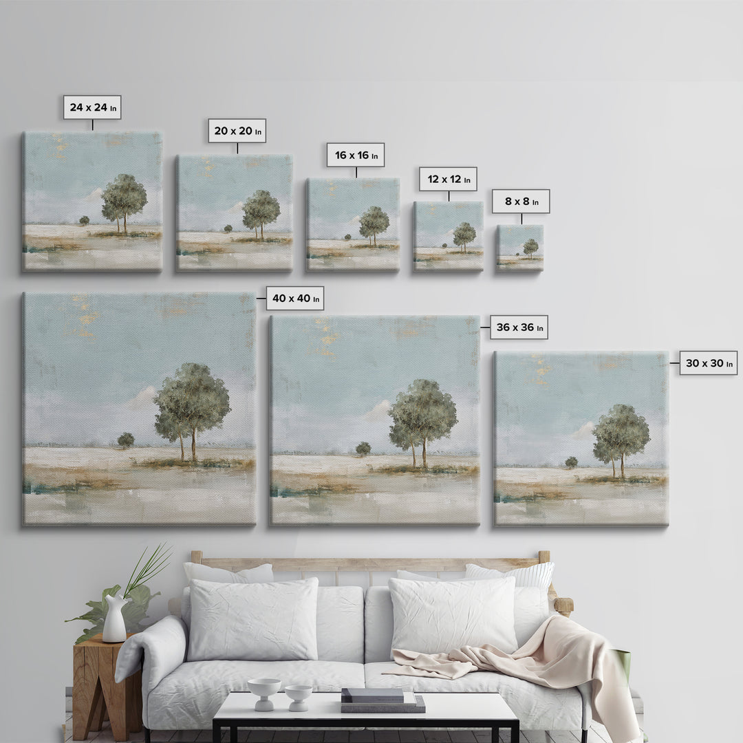 Open Field with Distant Tree Framed Canvas Print, Waiting Room Art, Bauhaus Print, Waiting Room Decor, Fine Art, Calm, WRA-1x1-47