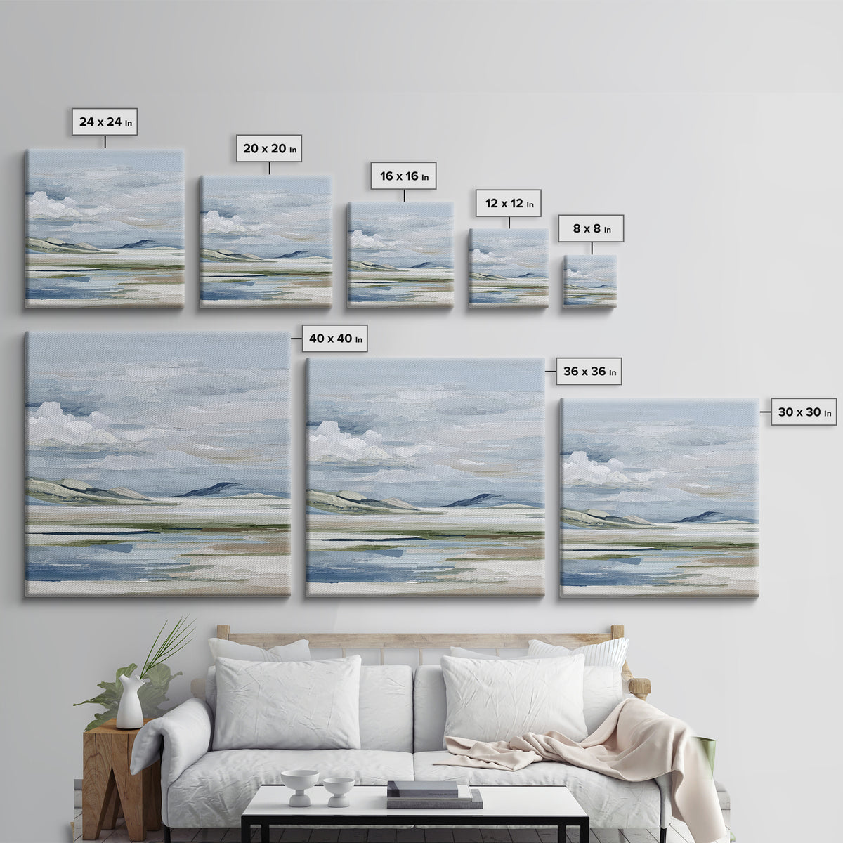 Calming Landscape with Open Sky and Gentle Canvas Print, Waiting Room Art, Modern Decor, Waiting Room Decor, Fine Art, Calm, WRA-1x1-49