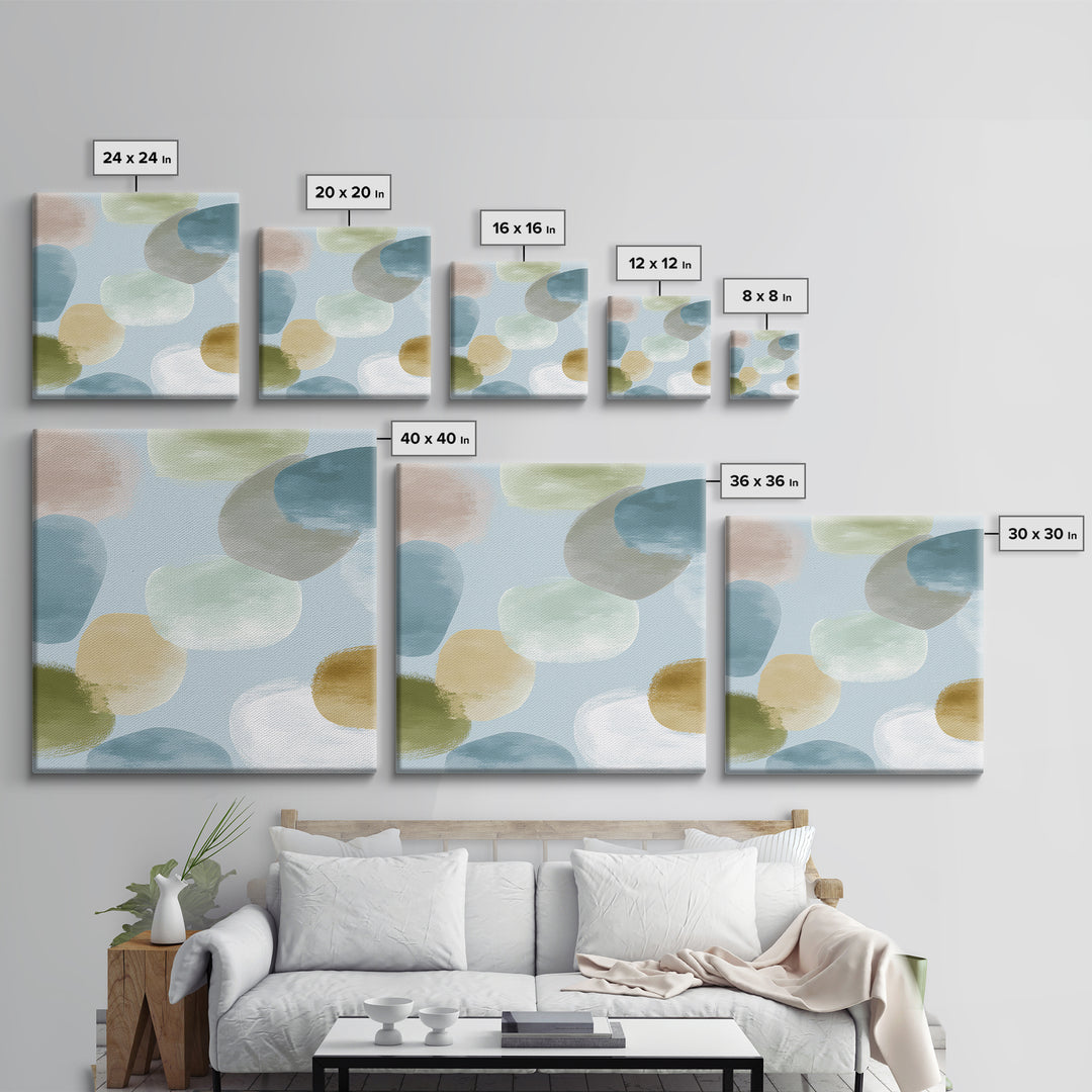 Pastel Rainbow Shapes for Pediatric Spaces Framed Canvas Print, Waiting Room Art, Dental Wall Art, Waiting Room Decor, Calm, WRA-1x1-66