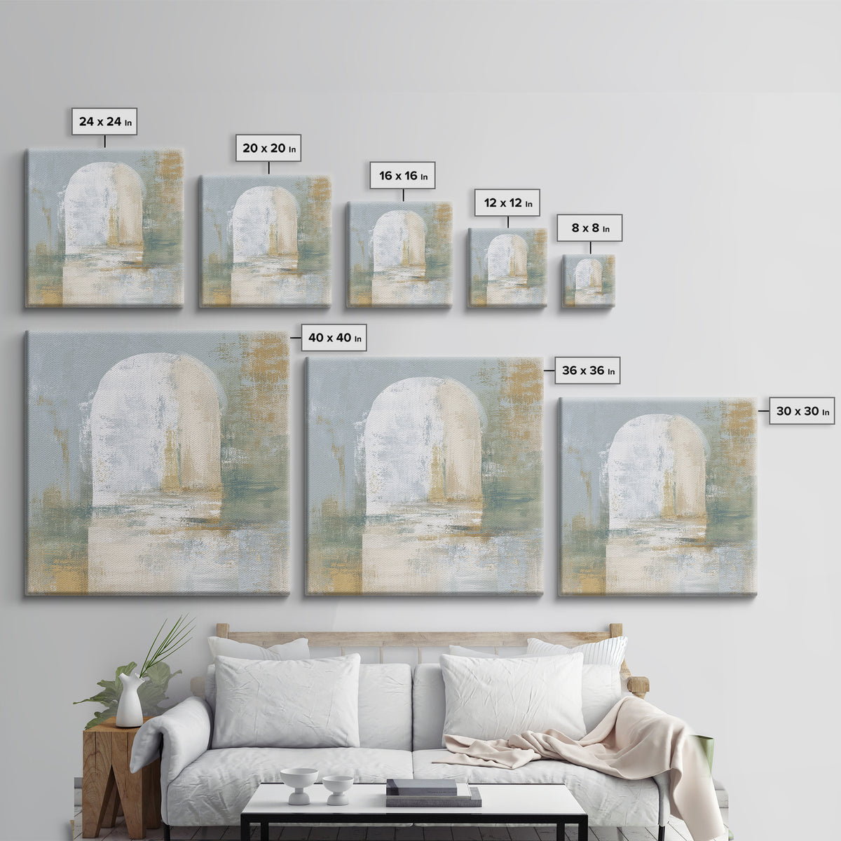 Modern Neutral Arch Abstraction Canvas Print, Waiting Room Art, Neutral Decor, Waiting Room Decor, Abstract Art, Calm, WRA-1x1-69