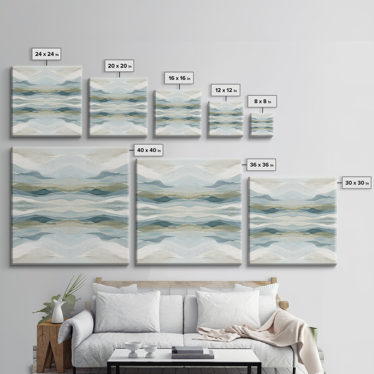 Soft Abstract Waves Framed Canvas Print, Waiting Room Art, Photography Print, Waiting Room Decor, Abstract Art, Calm, WRA-1x1-74