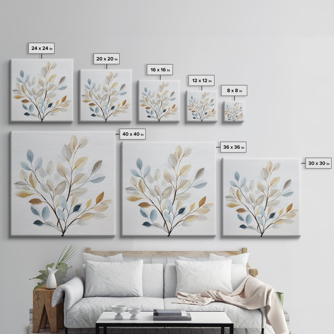 Neutral Botanical Branch Canvas Print, Waiting Room Art, Modern Decor, Waiting Room Decor, Fine Art, Calm, Home Decor, WRA-1x1-75
