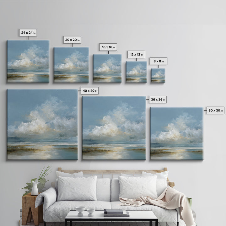 Large Cloudscape with Hopeful Light Framed Canvas Print, Waiting Room Art, Textured Painting, Waiting Room Decor, Calm, WRA-1x1-88