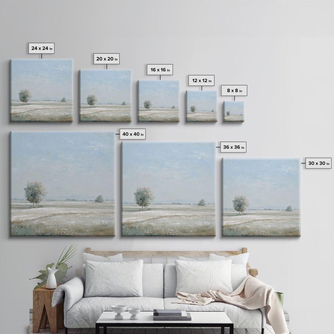 Open Field with Distant Tree Canvas Print, Waiting Room Art, Neutral Decor, Waiting Room Decor, Fine Art, Calm, Wall Art, WRA-1x1-95