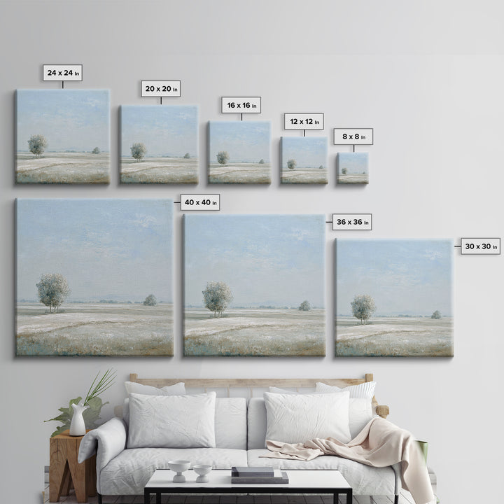Open Field with Distant Tree Canvas Print, Waiting Room Art, Neutral Decor, Waiting Room Decor, Fine Art, Calm, Wall Art, WRA-1x1-95