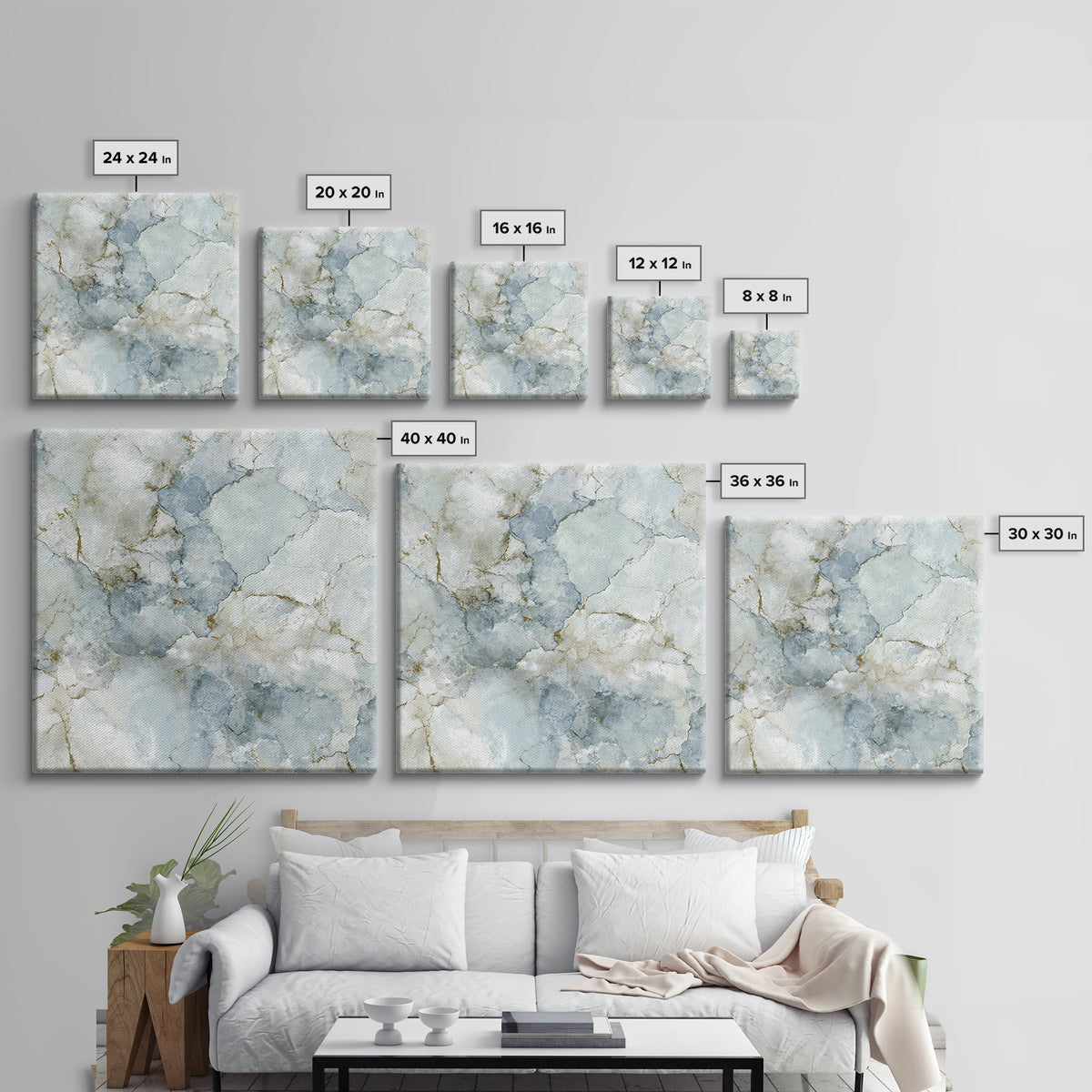 Light Marble Texture Abstract Framed Canvas Print, Waiting Room Art, Printable Wall Art, Waiting Room Decor, Abstract Art, Calm, WRA-1x1-96