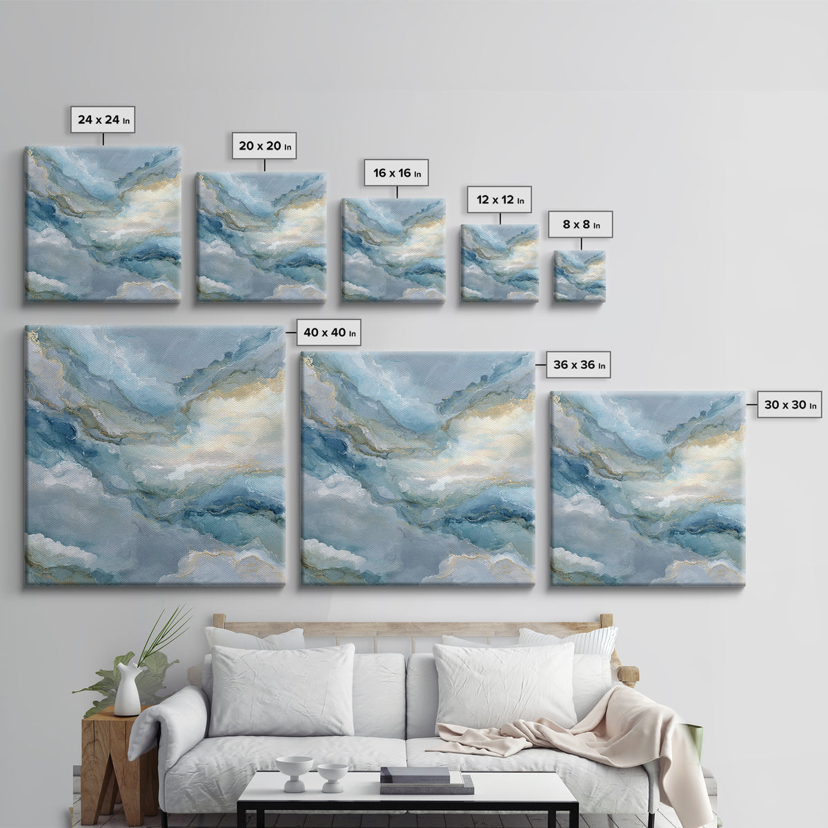 Soft Abstract Waves Canvas Print, Waiting Room Art, Boho Decor, Waiting Room Decor, Abstract Art, Calm, Printable Wall Art, WRA-1x1-98